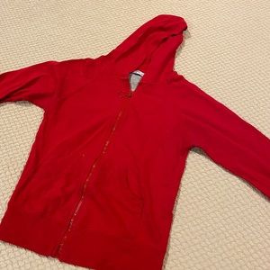 Red zip up sweater